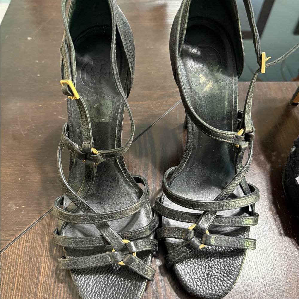 Tory Burch Black Strappy Heels